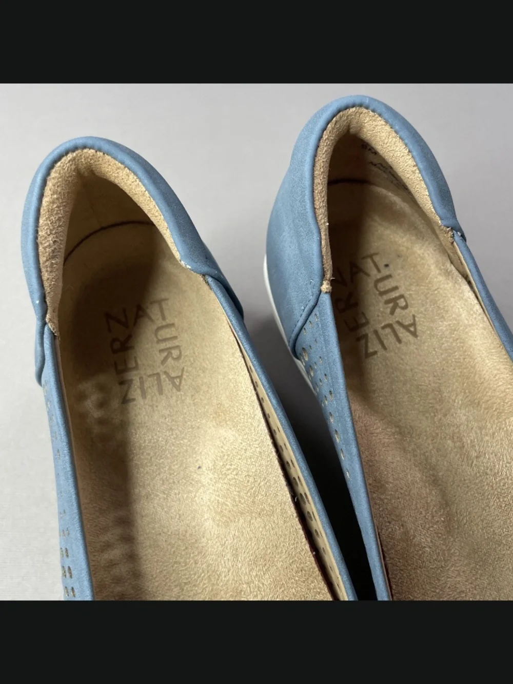 Naturalizer Shoes Womens 6 blue white suede leather sam 2 wedge heels summer